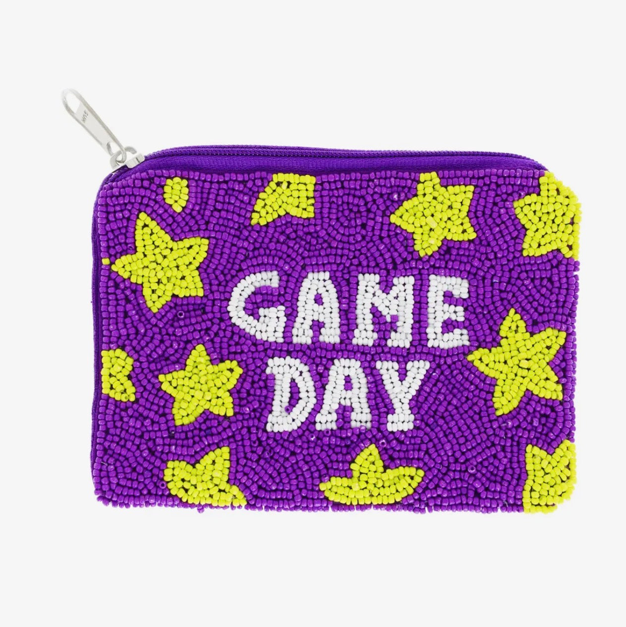 Game Day Beaded Pouch Purple & Gold