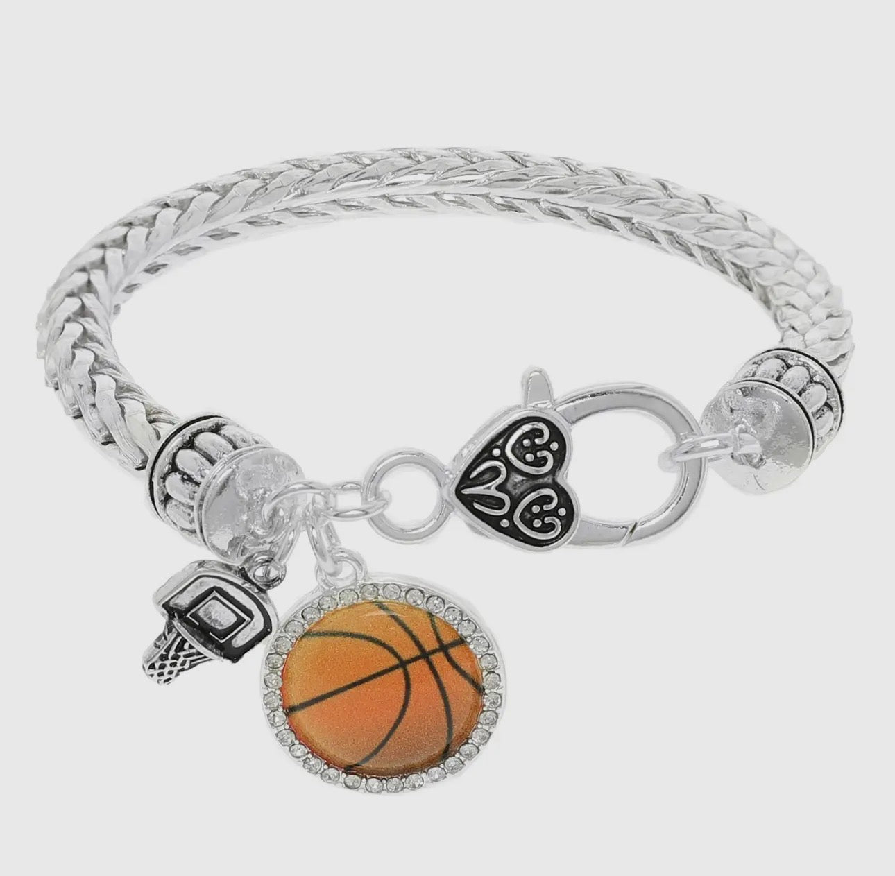 Basketball Charm Silver Bracelet