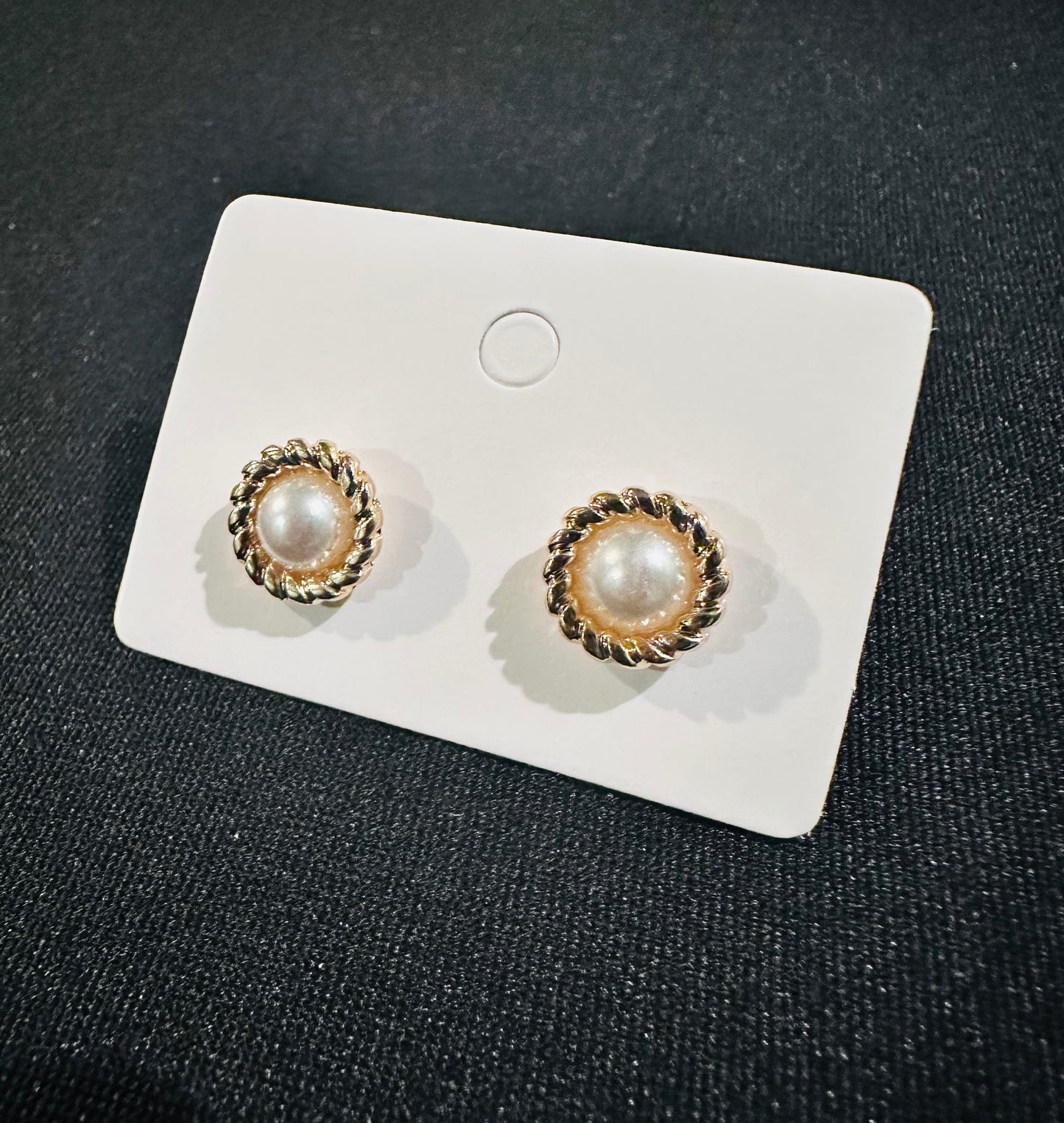 Gold Rope Pearl Studs