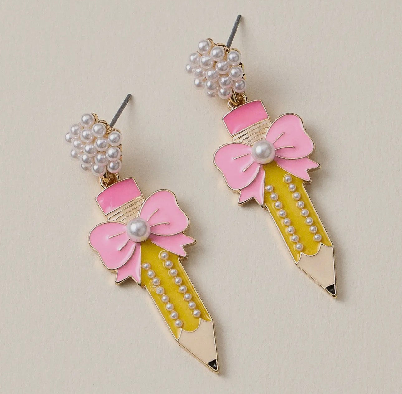 Pencil & Bow Earrings