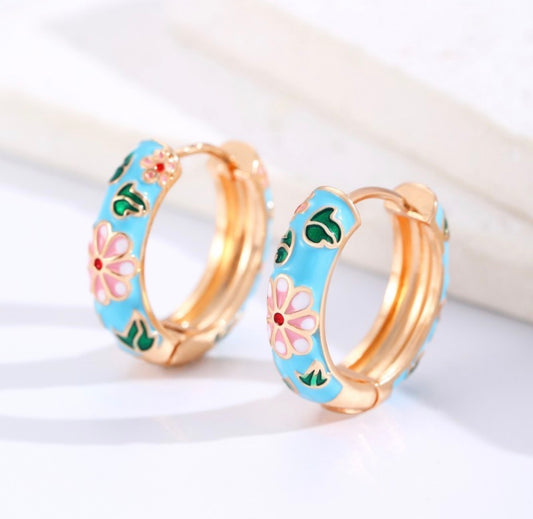 Vintage Floral Hoop Earrings