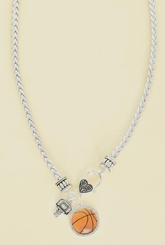 Basketball Charm Silver Necklace