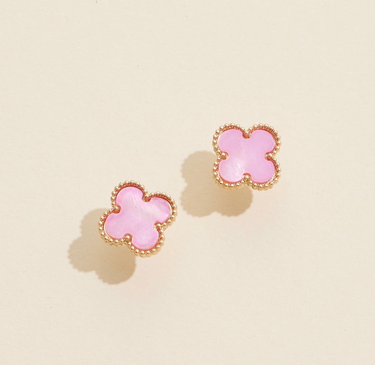 Pink Clover Studs