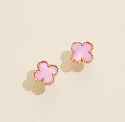 Pink Clover Studs