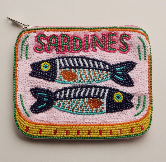Beaded Embroidered Sardine Clutch Pouch