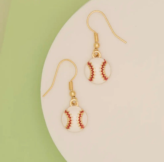 Baseball Gold Dangle Earrings