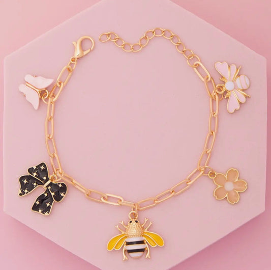 Bee Butterfly Bow Charm Bracelet