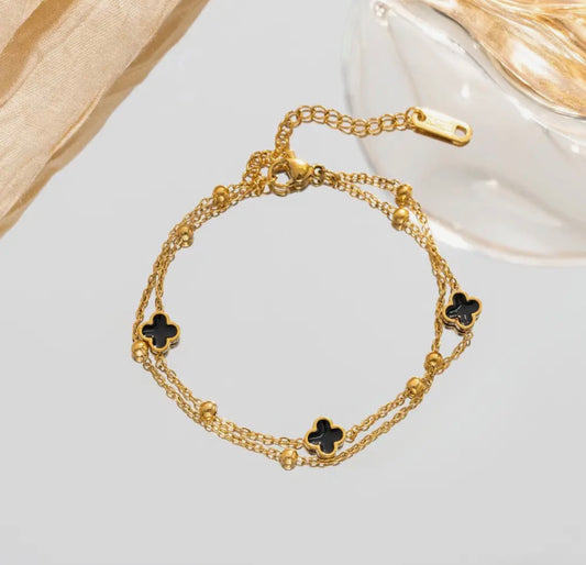 Black Three Clover Bracelet