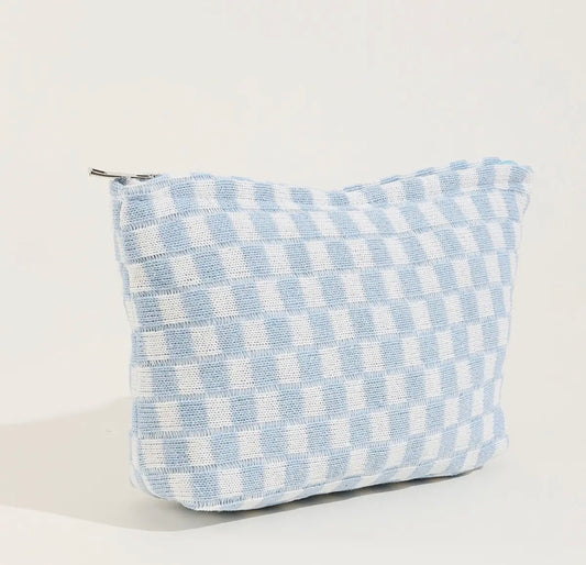Blue Checkered Pouch Bag