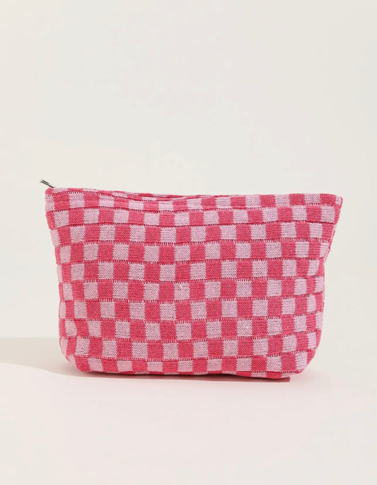 Hot Pink Checkered Pouch Bag