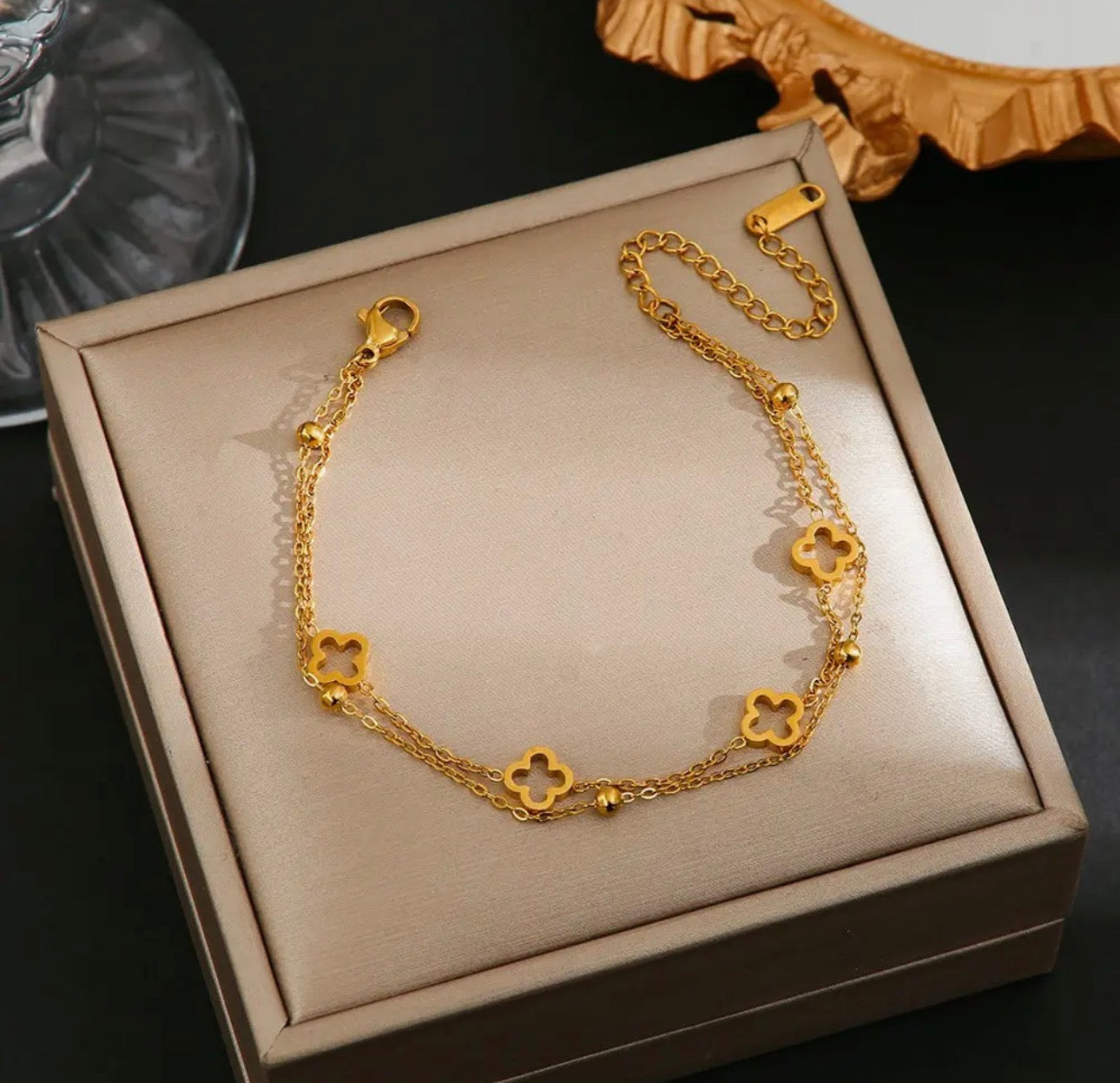 Gold Open Clover Bracelet