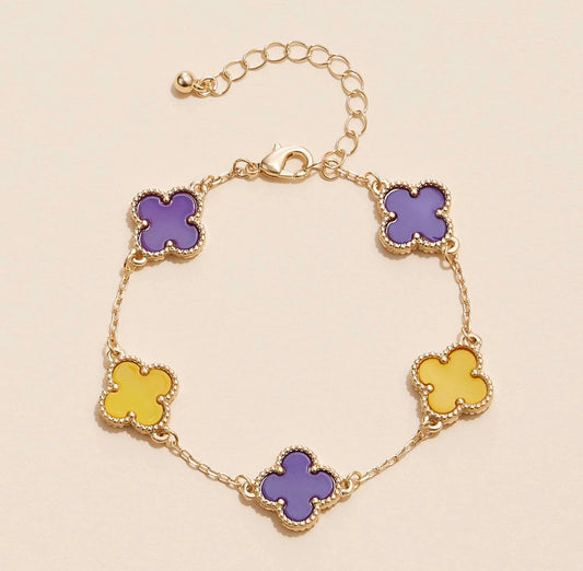 Purple & Gold Clover Bracelet