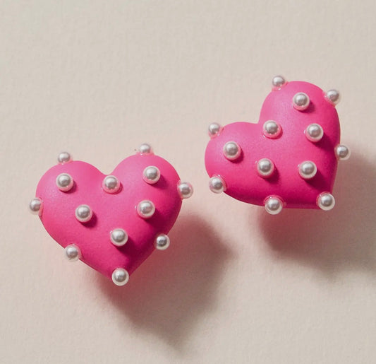 Valentine Heart Pearl Studs