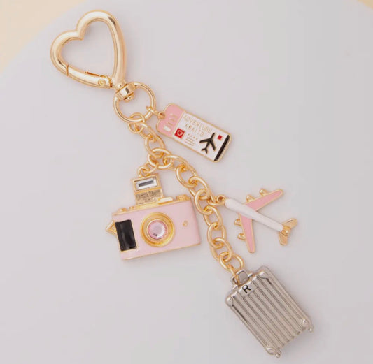 Travel Themed Bag Charm Keychain