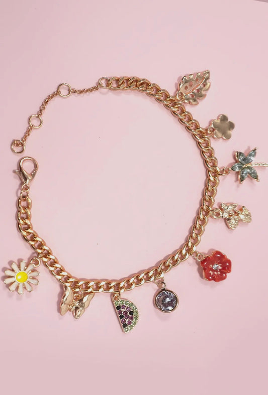 Fruit Flower Butterfly Charm Bracelet