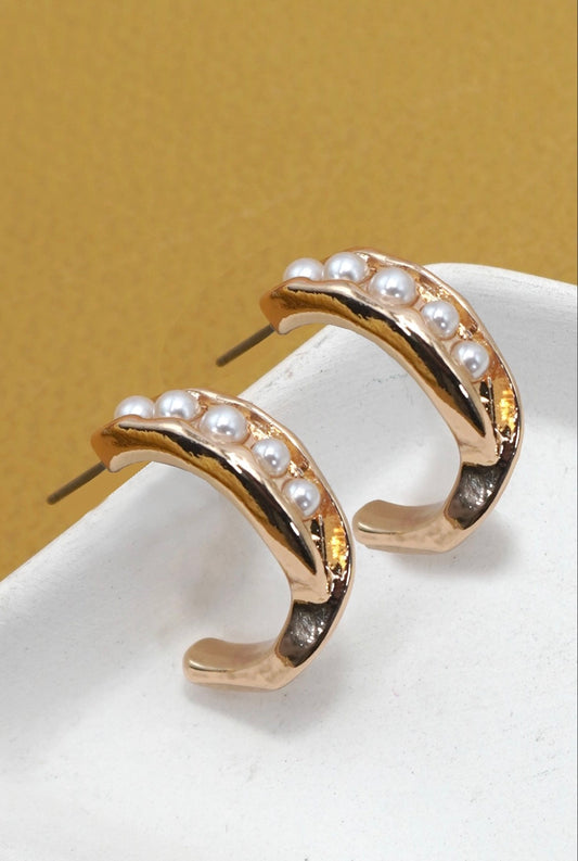 Intertwined Pearl Hoop Earrings